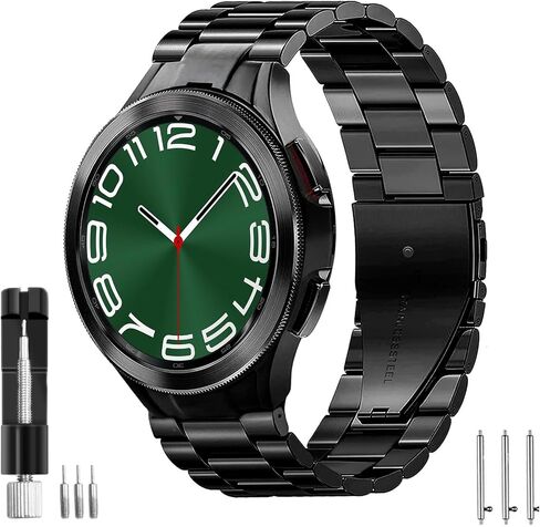 Compatible with Samsung Galaxy Watch 6 Classic Bands 47/43/44/40mm, for Galaxy Watch 5 Pro Band 45/40/44mm No Gap Band, Business Solid Stainless Steel Band for Galaxy Watch 4 Band Classic 46/42/44mm in Saudi Arabia