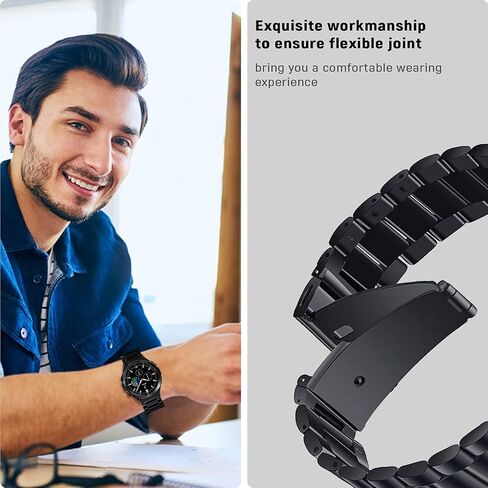 Compatible with Samsung Galaxy Watch 6 Classic Bands 47/43/44/40mm, for Galaxy Watch 5 Pro Band 45/40/44mm No Gap Band, Business Solid Stainless Steel Band for Galaxy Watch 4 Band Classic 46/42/44mm in Saudi Arabia
