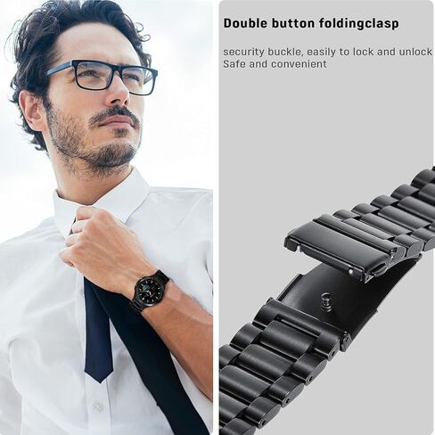 Compatible with Samsung Galaxy Watch 6 Classic Bands 47/43/44/40mm, for Galaxy Watch 5 Pro Band 45/40/44mm No Gap Band, Business Solid Stainless Steel Band for Galaxy Watch 4 Band Classic 46/42/44mm in Saudi Arabia