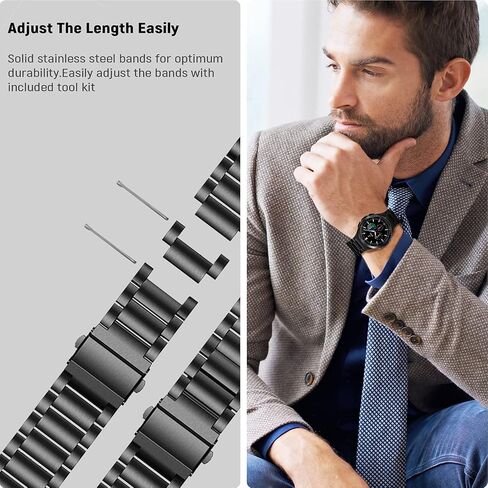 Compatible with Samsung Galaxy Watch 6 Classic Bands 47/43/44/40mm, for Galaxy Watch 5 Pro Band 45/40/44mm No Gap Band, Business Solid Stainless Steel Band for Galaxy Watch 4 Band Classic 46/42/44mm in Saudi Arabia
