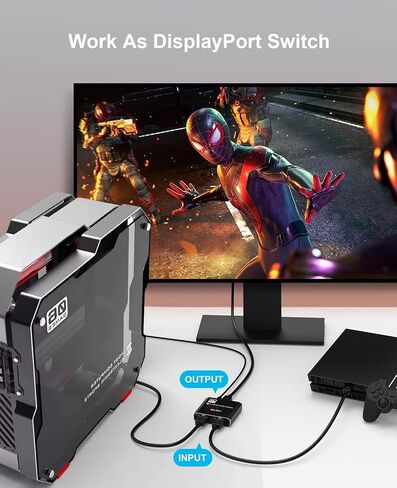 مفتاح منفذ عرض 8K - صندوق اختيار تينداك DP 1.4 Swticher 2 مدخل 1 مخرج 8K عند 30Hz ثلاثي الابعاد لشاشة العرض والتلفزيون واللابتوب in Kuwait