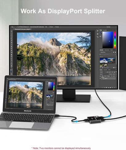 مفتاح منفذ عرض 8K - صندوق اختيار تينداك DP 1.4 Swticher 2 مدخل 1 مخرج 8K عند 30Hz ثلاثي الابعاد لشاشة العرض والتلفزيون واللابتوب in Kuwait
