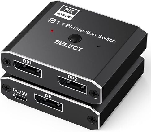 مفتاح منفذ عرض 8K - صندوق اختيار تينداك DP 1.4 Swticher 2 مدخل 1 مخرج 8K عند 30Hz ثلاثي الابعاد لشاشة العرض والتلفزيون واللابتوب in Kuwait