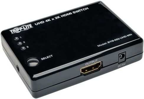 Tripp Lite 2-Port HDMI Switch for Video and Audio, 4K x 2K UHD @ 60 Hz (HDMI F/2xF) with Remote Control (B119-002-UHD),BLACK in Saudi Arabia