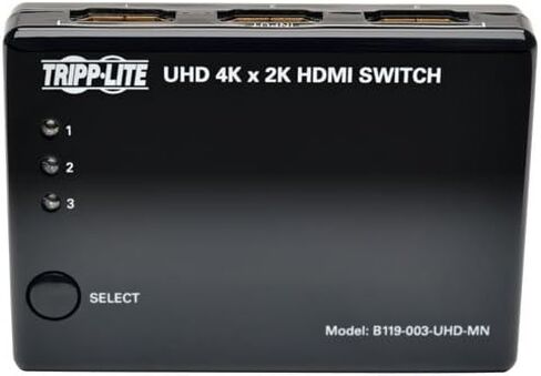 Tripp Lite 2-Port HDMI Switch for Video and Audio, 4K x 2K UHD @ 60 Hz (HDMI F/2xF) with Remote Control (B119-002-UHD),BLACK in Saudi Arabia