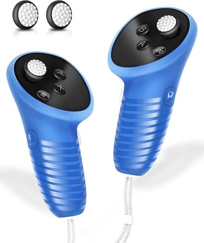 غطاء مقابض وحدة التحكم Colelulu متوافق مع ملحقات Meta/Oculus Quest 3، أشرطة تحكم سيليكون VR مع غطاءين لعصا التحكم غير قابلة للانزلاق، حماية فعالة لجهاز التحكم الخاص بك، زوج واحد (رمادي) in Kuwait