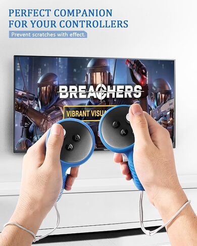 غطاء مقابض وحدة التحكم Colelulu متوافق مع ملحقات Meta/Oculus Quest 3، أشرطة تحكم سيليكون VR مع غطاءين لعصا التحكم غير قابلة للانزلاق، حماية فعالة لجهاز التحكم الخاص بك، زوج واحد (رمادي) in Kuwait