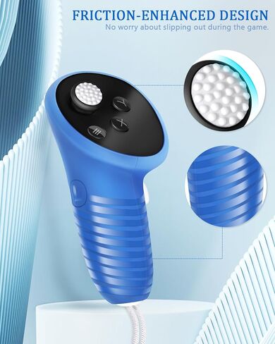 غطاء مقابض وحدة التحكم Colelulu متوافق مع ملحقات Meta/Oculus Quest 3، أشرطة تحكم سيليكون VR مع غطاءين لعصا التحكم غير قابلة للانزلاق، حماية فعالة لجهاز التحكم الخاص بك، زوج واحد (رمادي) in Kuwait