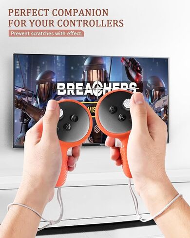غطاء مقابض وحدة التحكم Colelulu متوافق مع ملحقات Meta/Oculus Quest 3، أشرطة تحكم سيليكون VR مع غطاءين لعصا التحكم غير قابلة للانزلاق، حماية فعالة لجهاز التحكم الخاص بك، زوج واحد (رمادي) in Kuwait