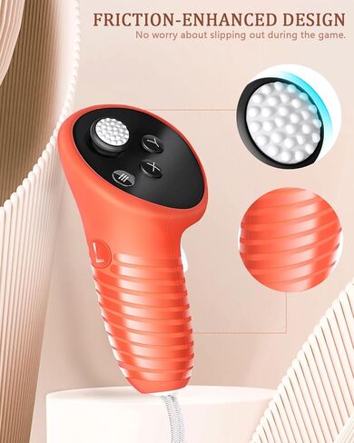 غطاء مقابض وحدة التحكم Colelulu متوافق مع ملحقات Meta/Oculus Quest 3، أشرطة تحكم سيليكون VR مع غطاءين لعصا التحكم غير قابلة للانزلاق، حماية فعالة لجهاز التحكم الخاص بك، زوج واحد (رمادي) in Kuwait