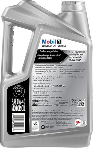 زيت محرك موبيل 1 0W-40 متطور تخليقي بالكامل، 5 كوارت. in Saudi Arabia
