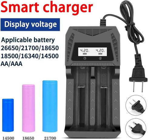 شاحن بطارية Diymore AA AAA، شاحن بطارية LCD قابل لإعادة الشحن لبطاريات 26650 21700 18650 18500 16340 14500 Ni-MH Ni-CD القابلة لإعادة الشحن in Kuwait