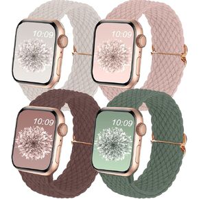 4 عبوات من حلقات منفردة مضفرة متوافقة مع سوار ساعة Apple 38 مم 40 مم 41 مم 42 مم 44 مم 45 مم 49 مم، سوار معصم من النايلون المنسوج القابل للغسل للنساء والرجال لسلسلة iWatch 9 8 7 6 5 4 3 2 1 SE Ultra in Kuwait