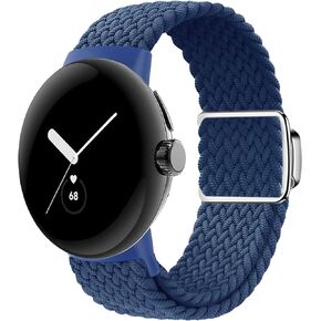 أحزمة BlackPro المضفرة متوافقة مع ساعة Google Pixel Watch/Pixel Watch 2 للرجال والنساء، أشرطة نايلون قابلة للتمدد مع إبزيم مغناطيسي سهل التركيب/موصل مطور لسوار ساعة Google Pixel