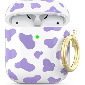 NIUTRENDZ Cute Cow Print Case for AirPods Case Cover IMD Design Hard TPU Shockproof [Front LED Visible] [Wireless Charging] Protective Skin Compatiable with AirPods 2&1 (Black) in Kuwait