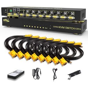 اي كيه ال محول تلقائي في جي ايه كيه في ام بـ 8 منافذ في 2 مخرج 8×2 يدعم مفاتيح الاختصار والصوت وكيبورد لاسلكي وماوس USB 2.0 لمشاركة 8 اجهزة كمبيوتر مع جهاز تحكم عن بعد in Kuwait