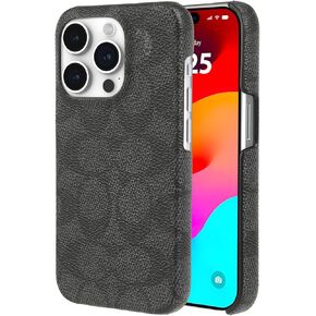 Coach Signature Canvas Two Piece Detachable Wallet Folio iPhone 15 Pro Case, Compatible with Wireless Charging - Signature Charcoal in Kuwait