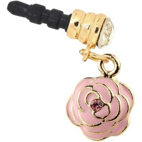 EIISE & FONDA Little Pink Rose Flower Pendant Cell Phone Dust Plug Charm For iPhone samsung huawei ipad ipod Android phone with 3.5mm earphone jack EP020 in Kuwait