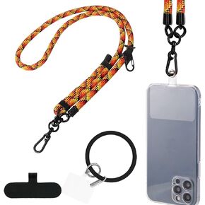 حبل للهاتف الخلوي، حبل هاتف حول الجسم 10 مم، حبل هاتف قابل للتعديل مع حزام معصم، حبال هاتف من النايلون حول الرقبة، حزام معصم للهاتف مع فاصلين للهاتف (أزرق أسود) in Kuwait