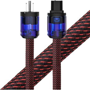 Audiocrast HiFi Power Cord, 3.3FT/1M, 10AWG, φ17MM, Pure Copper Conductor and Shielding, Hi-End Power Cable AC Mains Cord with US Plug+IEC C15 Connector