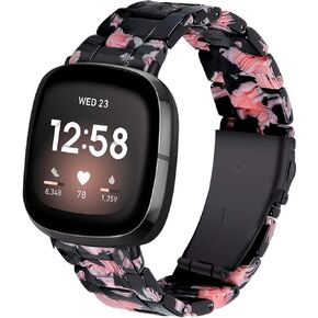 Miimall Compatible for Fitbit Versa 3/Sense Resin Bands Women Men Super-Light Stainless Steel Clasp Replacement Wristbands Straps for Fitbit Versa 3/Sense in Kuwait