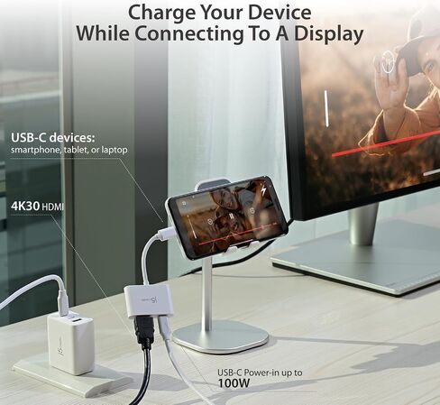 محول j5create USB-C إلى 4K HDMI مع توصيل الطاقة، يدعم فيديو 4K UHD، طاقة مرور تصل إلى 100 واط للأجهزة المتصلة، متوافق مع MacBook وiPad والهواتف الذكية والكمبيوتر المحمول (JCA152) in Saudi Arabia