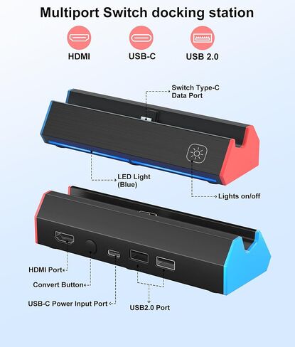 محطة إرساء تلفزيون للتبديل، قاعدة توصيل OLED محمولة مع محول HDMI 4K/1080P ومنفذ USB، بديل لمنصة التبديل الرسمية in Saudi Arabia