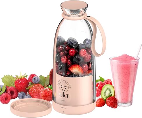 Portable Blender, Personal Smoothie Maker with 6 Blades, Rechargeable Mini Juicer Cup, 17 oz with Travel Lid for Outdoors, Camping, Office, Kitchen (Black) in Saudi Arabia