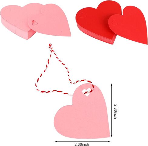 DIYASY Valentine Heart Gift Tags,120 Pcs Kraft Paper Hanging Tags with String for Valentine's Day,Wedding and Mother's Day Gift Wrapping(Red,Pink,White) in Saudi Arabia