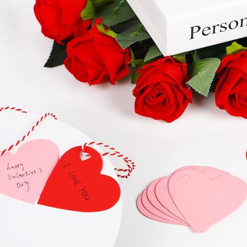 DIYASY Valentine Heart Gift Tags,120 Pcs Kraft Paper Hanging Tags with String for Valentine's Day,Wedding and Mother's Day Gift Wrapping(Red,Pink,White) in Saudi Arabia