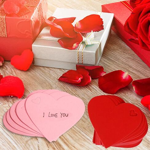 DIYASY Valentine Heart Gift Tags,120 Pcs Kraft Paper Hanging Tags with String for Valentine's Day,Wedding and Mother's Day Gift Wrapping(Red,Pink,White) in Saudi Arabia
