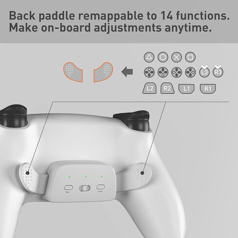 وحدة تحكم Mytrix مخصصة مع مجادفين قابلين لإعادة التعيين لجهاز PlayStation 5، وأزرار خلفية قابلة للبرمجة مع إطلاق تلقائي سريع Turbo، و3 فتحات للإعداد على المفتاح - أبيض، مع بطاقة PS Plus لمدة 3 أشهر in Kuwait