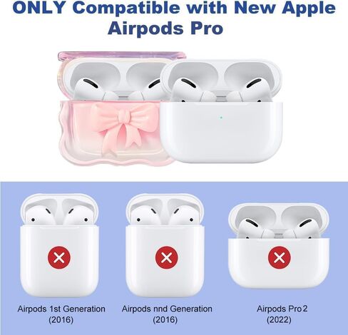 MINSCOSE متوافق مع حافظة AirPods Pro الشفافة، تصميم نمط القوس ثلاثي الأبعاد مع سلسلة مفاتيح زهرة فراشة لطيفة، حافظة واقية ناعمة من مادة TPU مضادة للصدمات لـ Airpod Pro للفتيات والنساء - وردي in Kuwait