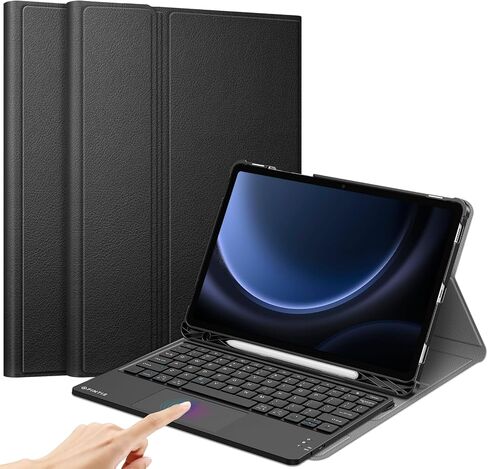 حافظة لوحة مفاتيح Fintie لجهاز Samsung Galaxy Tab S9 FE 5G 10.9 بوصة/Galaxy Tab S9 11 بوصة 2023، غطاء حامل نحيف مع لوحة تتبع مدمجة S حامل قلم لوحة مفاتيح بلوتوث لاسلكية قابلة للفصل، أسود in Saudi Arabia