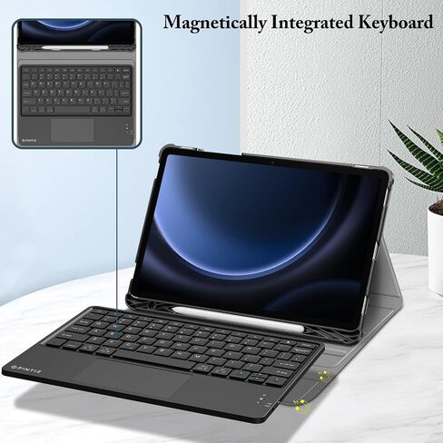 حافظة لوحة مفاتيح Fintie لجهاز Samsung Galaxy Tab S9 FE 5G 10.9 بوصة/Galaxy Tab S9 11 بوصة 2023، غطاء حامل نحيف مع لوحة تتبع مدمجة S حامل قلم لوحة مفاتيح بلوتوث لاسلكية قابلة للفصل، أسود in Saudi Arabia