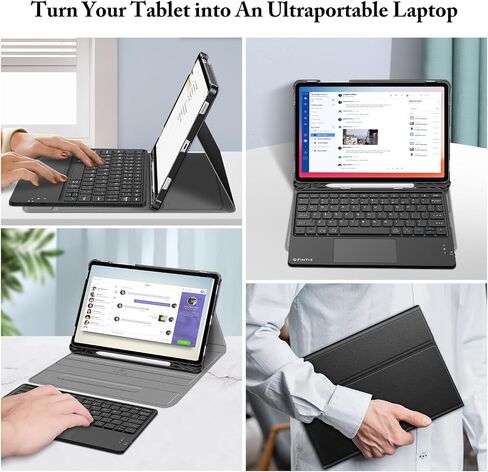 حافظة لوحة مفاتيح Fintie لجهاز Samsung Galaxy Tab S9 FE 5G 10.9 بوصة/Galaxy Tab S9 11 بوصة 2023، غطاء حامل نحيف مع لوحة تتبع مدمجة S حامل قلم لوحة مفاتيح بلوتوث لاسلكية قابلة للفصل، أسود in Saudi Arabia