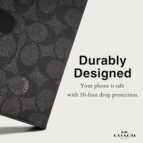 Coach Signature Canvas Two Piece Detachable Wallet Folio iPhone 15 Pro Case, Compatible with Wireless Charging - Signature Charcoal in Saudi Arabia
