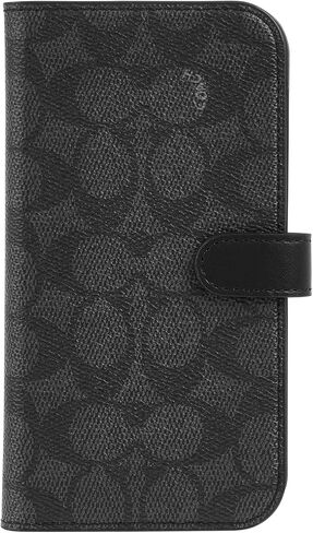 Coach Signature Canvas Two Piece Detachable Wallet Folio iPhone 15 Pro Case, Compatible with Wireless Charging - Signature Charcoal in Saudi Arabia