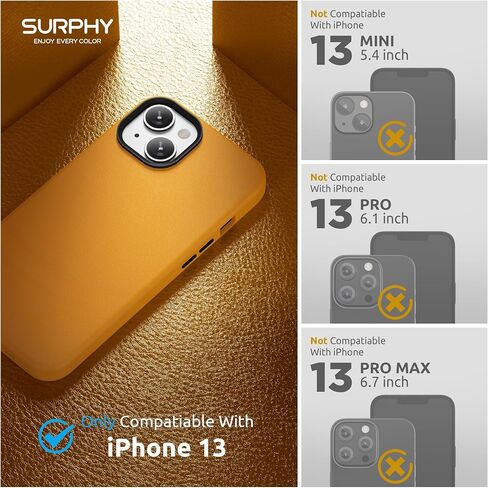 SURPHY متوافق مع حافظة iPhone 13، حافظة هاتف من الجلد الصناعي الفاخر (مع أزرار معدنية وبطانة من الألياف الدقيقة) لهاتف 13 (6.1 بوصة 2021)، بني in Kuwait