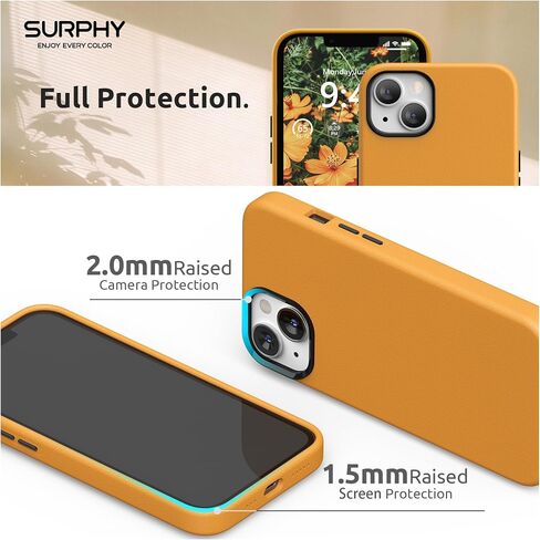 SURPHY متوافق مع حافظة iPhone 13، حافظة هاتف من الجلد الصناعي الفاخر (مع أزرار معدنية وبطانة من الألياف الدقيقة) لهاتف 13 (6.1 بوصة 2021)، بني in Kuwait