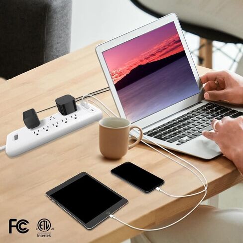 قطاع طاقة Clear Power 8-Outlet 2160J للمنزل والمكتب مع منفذين USB-A ومنفذ USB-C 20 وات PD شواحن سريعة، سلك طاقة 5 أقدام، أبيض، CP30002 in Saudi Arabia