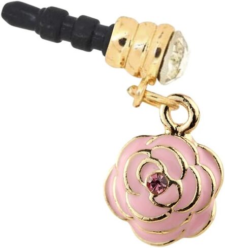 EIISE & FONDA Little Pink Rose Flower Pendant Cell Phone Dust Plug Charm For iPhone samsung huawei ipad ipod Android phone with 3.5mm earphone jack EP020 in Kuwait
