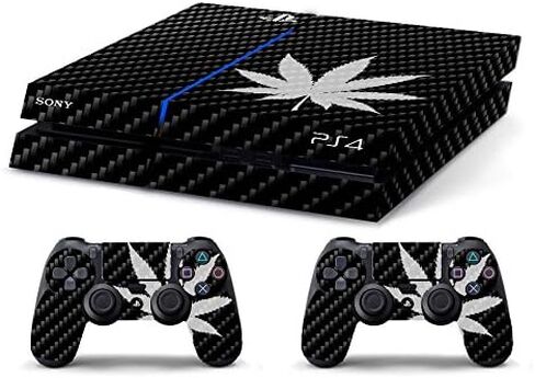 Skin Ps4 Old - Carbon Fiber Marijuana - غطاء لاصق إصدار محدود ADESIVA Playstation 4 Slim Sony Bundle in Kuwait