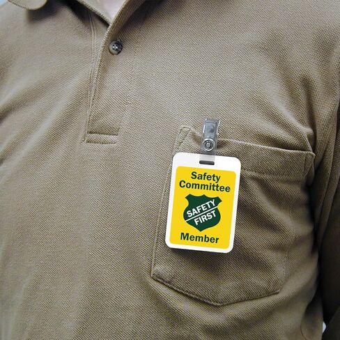 SmartSign "Certified Forklift Driver Badge - Write Own Name & Department" Reusable ID Badge with Bulldog Clip | 3" x 2.125" in Saudi Arabia