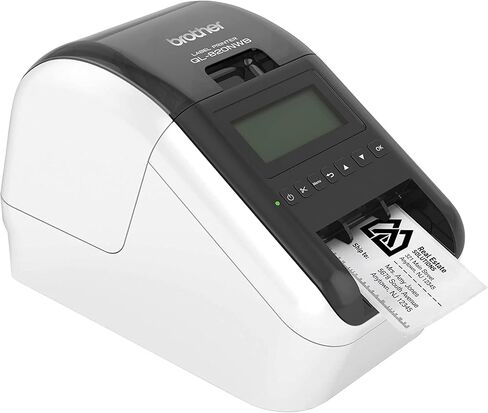 طابعة ملصقات احترافية فائقة المرونة من Brother QL-820NWB - واي فاي، إيثرنت وبلوتوث - 110 ملصق في الدقيقة، 300 × 600 نقطة في البوصة، قاطع تلقائي، تتضمن لفة واحدة من 400 ملصق عنوان، Tillsiy in Kuwait
