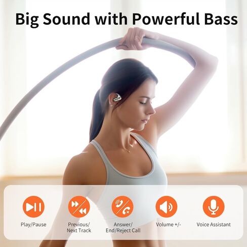 سماعات أذن مفتوحة لتوصيل الهواء، سماعات رأس بلوتوث لاسلكية مع حافظة شحن شاشة رقمية، سماعات رأس رياضية وقت اللعب لمدة 40 ساعة مع خطافات أذن للتمرين والقيادة والمشي مع iPhone Android in Kuwait