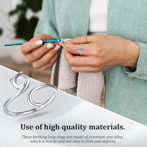 6 قطع من حلقات الكروشيه من HOCHESLO، حلقة كروشيه قابلة للتعديل للإصبع، حلقات توتر لحياكة غزل القط دليل الحياكة ملحقات الكروشيه مع صندوق للنساء in Kuwait