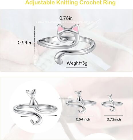 6 قطع من حلقات الكروشيه من HOCHESLO، حلقة كروشيه قابلة للتعديل للإصبع، حلقات توتر لحياكة غزل القط دليل الحياكة ملحقات الكروشيه مع صندوق للنساء in Kuwait