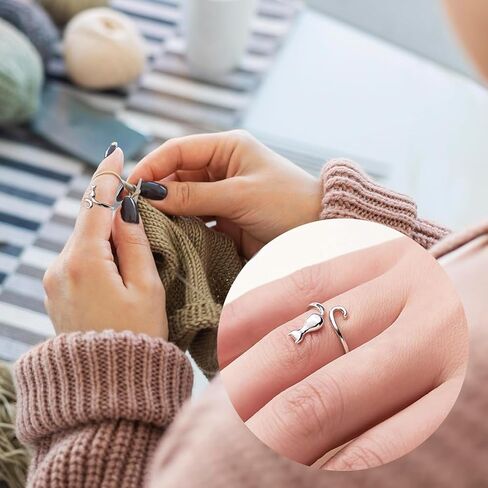 6 قطع من حلقات الكروشيه من HOCHESLO، حلقة كروشيه قابلة للتعديل للإصبع، حلقات توتر لحياكة غزل القط دليل الحياكة ملحقات الكروشيه مع صندوق للنساء in Kuwait