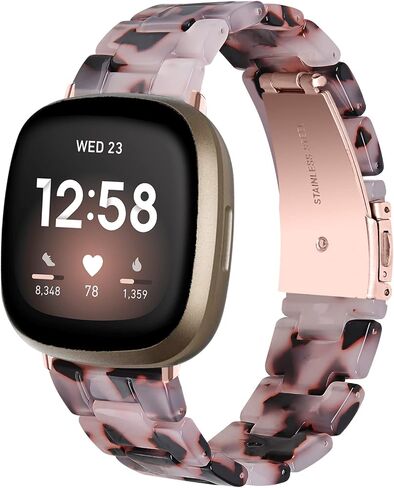 Miimall Compatible for Fitbit Versa 3/Sense Resin Bands Women Men Super-Light Stainless Steel Clasp Replacement Wristbands Straps for Fitbit Versa 3/Sense in Kuwait